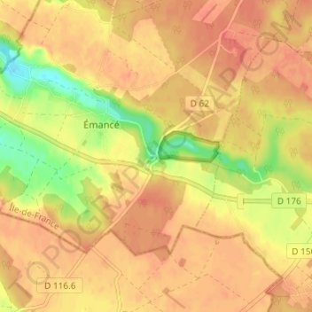 Mappa topografica Sauvage, altitudine, rilievo