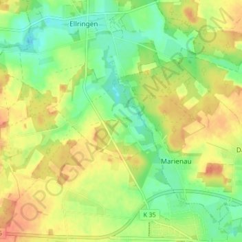 Mappa topografica Riecklingen, altitudine, rilievo