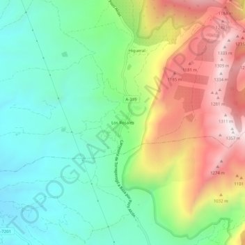 Mappa topografica Los Rosales, altitudine, rilievo