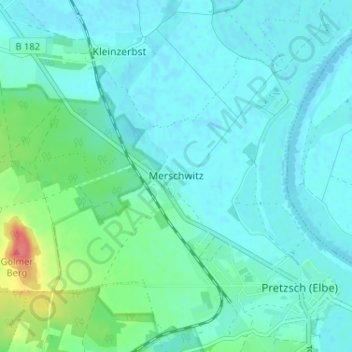Mappa topografica Merschwitz, altitudine, rilievo