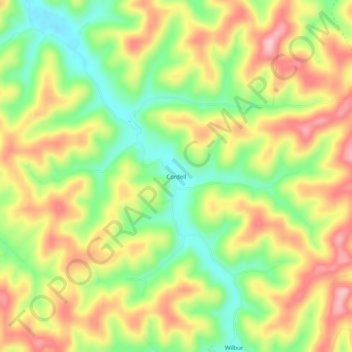 Mappa topografica Cordell, altitudine, rilievo