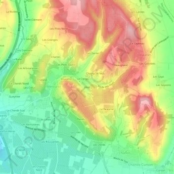 Mappa topografica Vivat, altitudine, rilievo