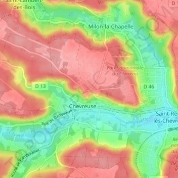 Mappa topografica Hautvilliers, altitudine, rilievo