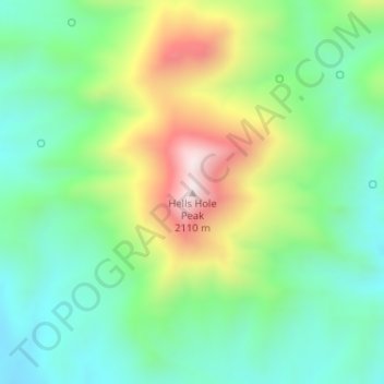 Mappa topografica Hells Hole Peak, altitudine, rilievo