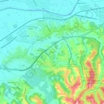 Mappa topografica Fornoli, altitudine, rilievo
