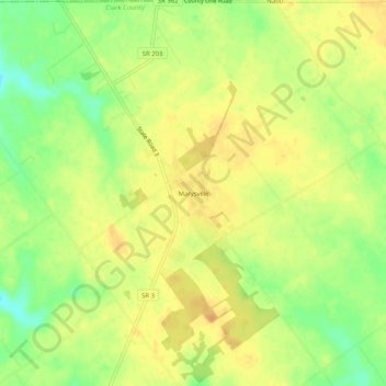 Mappa topografica Marysville, altitudine, rilievo