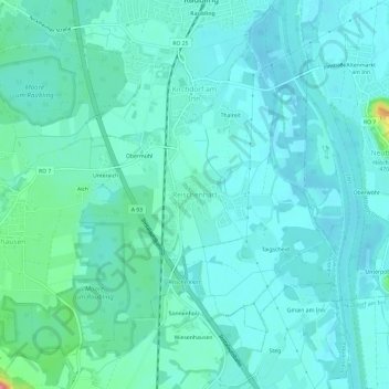 Mappa topografica Reischenhart, altitudine, rilievo