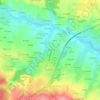 Mappa topografica La Motte Verte, altitudine, rilievo