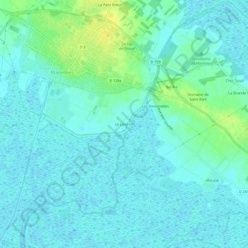Mappa topografica Le Lindron, altitudine, rilievo