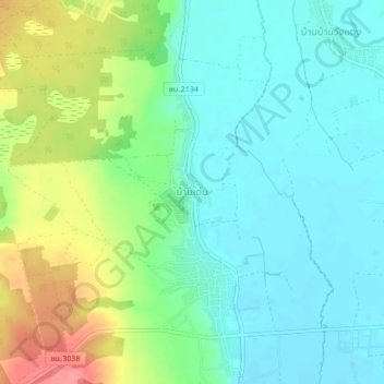 Mappa topografica Ban Den, altitudine, rilievo