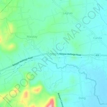 Mappa topografica Tanggoy, altitudine, rilievo