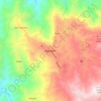 Mappa topografica Aguadas, altitudine, rilievo