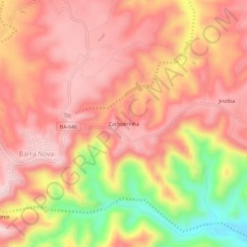 Mappa topografica Cachoerinha, altitudine, rilievo