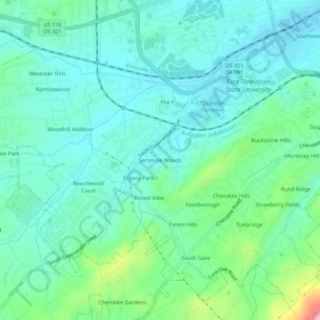 Mappa topografica Seminole Woods, altitudine, rilievo