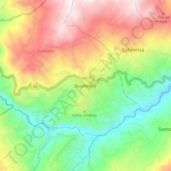 Mappa topografica Guateque, altitudine, rilievo