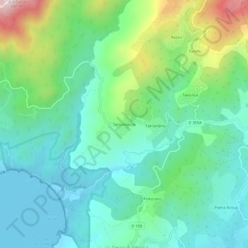 Mappa topografica Sarcunacciu, altitudine, rilievo