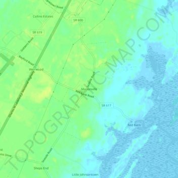 Mappa topografica Marionville, altitudine, rilievo