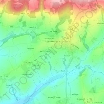 Mappa topografica Ar Vodennic, altitudine, rilievo