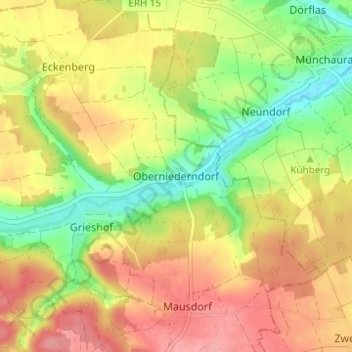 Mappa topografica Oberniederndorf, altitudine, rilievo