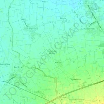 Mappa topografica Villaggio San Patrizio, altitudine, rilievo