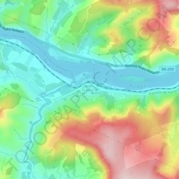 Mappa topografica Itapina, altitudine, rilievo