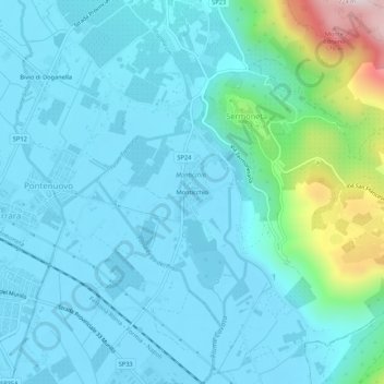 Mappa topografica Monticchio, altitudine, rilievo