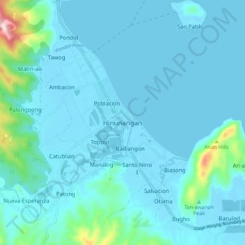 Mappa topografica Hinunangan, altitudine, rilievo