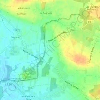 Mappa topografica Le Bas Pouillé, altitudine, rilievo