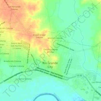 Mappa topografica Garza-Gutierrez Colonia, altitudine, rilievo