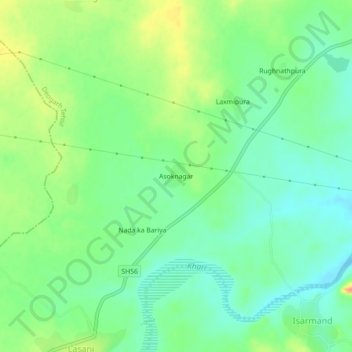 Mappa topografica Asoknagar, altitudine, rilievo