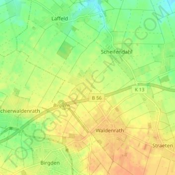 Mappa topografica Pütt, altitudine, rilievo
