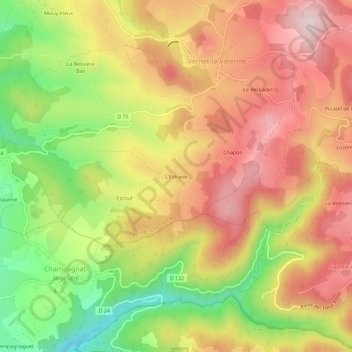 Mappa topografica L'Estrade, altitudine, rilievo