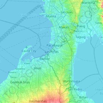 Mappa topografica Las Piñas, altitudine, rilievo