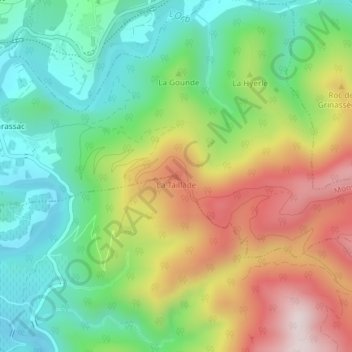 Mappa topografica La Taillade, altitudine, rilievo
