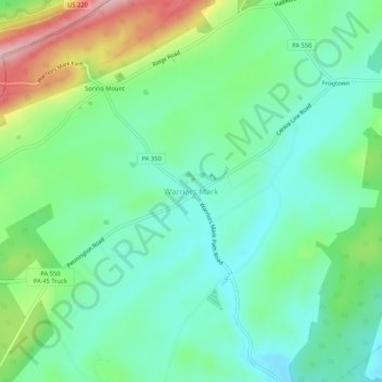 Mappa topografica Warriors Mark, altitudine, rilievo