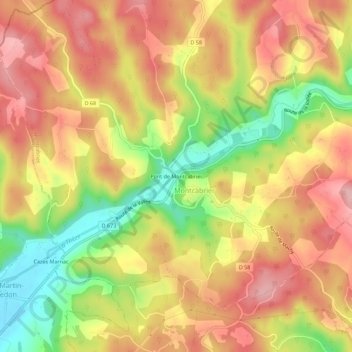 Mappa topografica Pont de Montcabrier, altitudine, rilievo