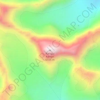 Mappa topografica Kangju Kangri, altitudine, rilievo