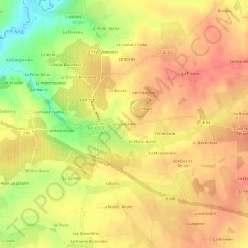 Mappa topografica La Guilbotière, altitudine, rilievo