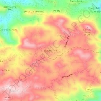 Mappa topografica Sector Marino, altitudine, rilievo