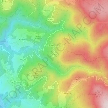 Mappa topografica Périasse, altitudine, rilievo