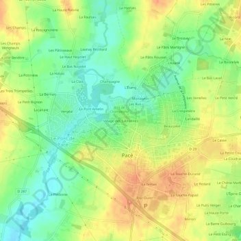 Mappa topografica Village des Sablonnes, altitudine, rilievo