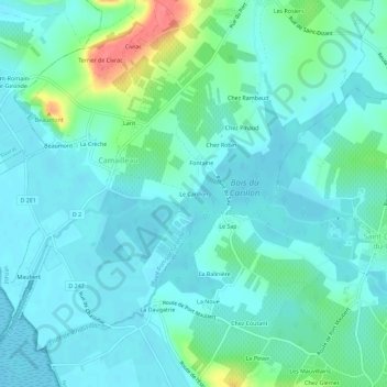 Mappa topografica Le Carillon, altitudine, rilievo