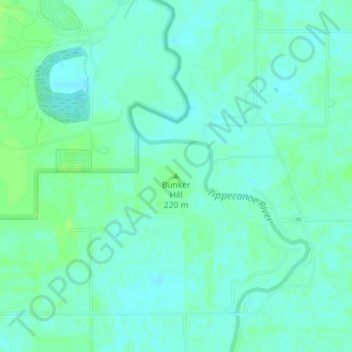 Mappa topografica Bunker Hill, altitudine, rilievo
