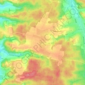 Mappa topografica Reutern, altitudine, rilievo