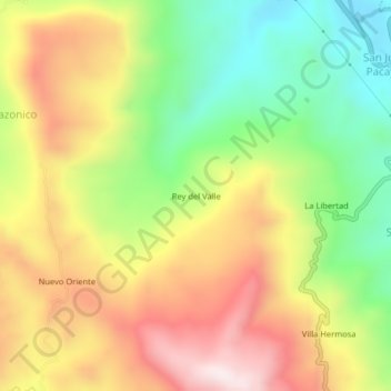 Mappa topografica Rey del Valle, altitudine, rilievo