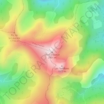 Mappa topografica Mont Fourcat, altitudine, rilievo