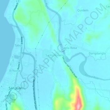 Mappa topografica Santo Rosario, altitudine, rilievo