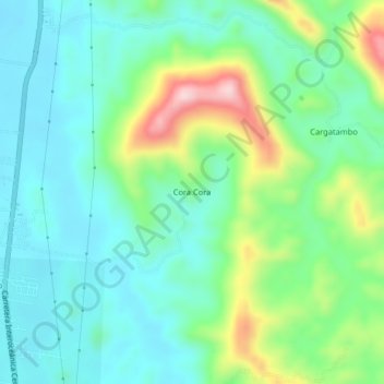 Mappa topografica Cora Cora, altitudine, rilievo