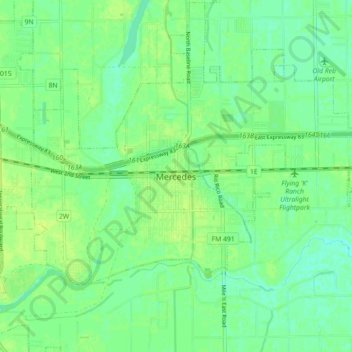 Mappa topografica Mercedes, altitudine, rilievo