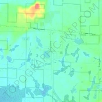 Mappa topografica Wellston, altitudine, rilievo